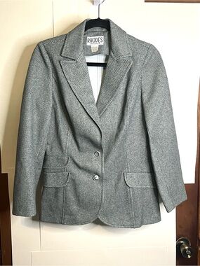 RHODES California Women’s VTG 70s (Fits XS) Gray & White Gingham Tailored Blazer